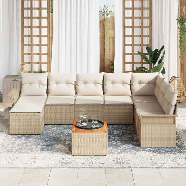 vidaXL Garten-Sofa-Set 9 pcs Beige Poly Rattan