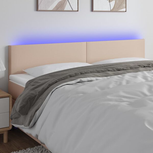 vidaXL LED Kopfteil Cappuccino-Braun 180x5x78/88 cm Kunstleder