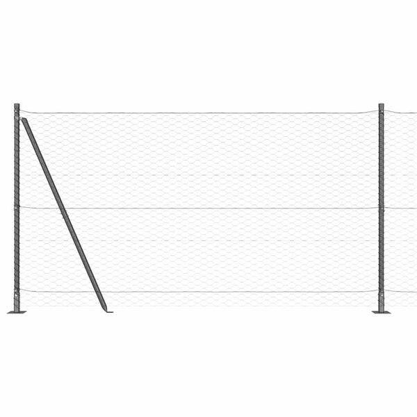 vidaXL Zaunpfosten Grau 50 x 1,2 m (36 mm Maschenweite) Stahl und PVC