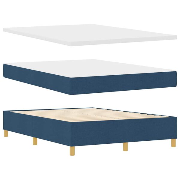 vidaXL Boxspringbett mit Matratze mit Kopfteil Blau 140 x 190 cm Stoff