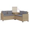 vidaXL Gartensofa in L-Form mit Tisch und Kissen Beige Poly Rattan