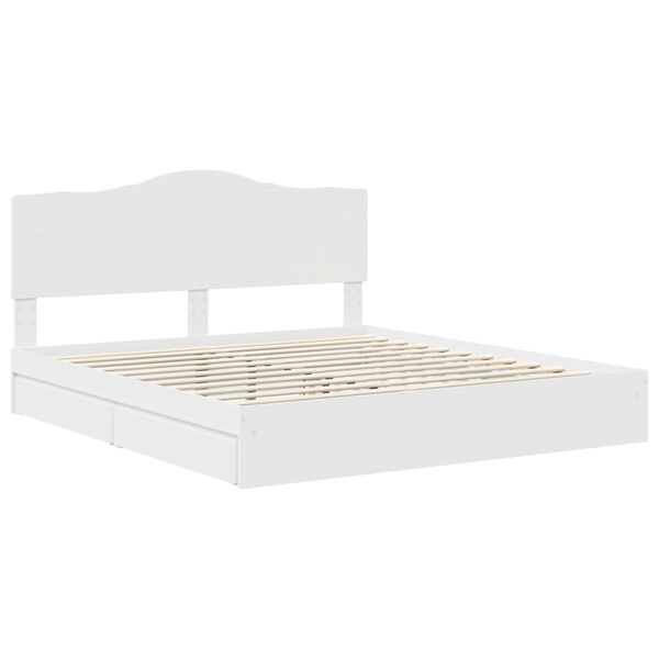 vidaXL Aufbewahrungsbett mit Kopfteil Wei&szlig; 180 x 200 cm Holzwerkstoff