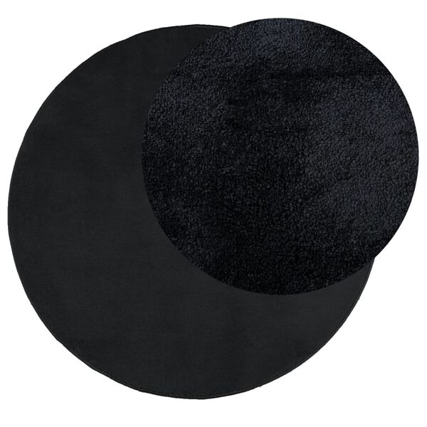 vidaXL Teppich OVIEDO Kurzflor Schwarz &Oslash; 160 cm