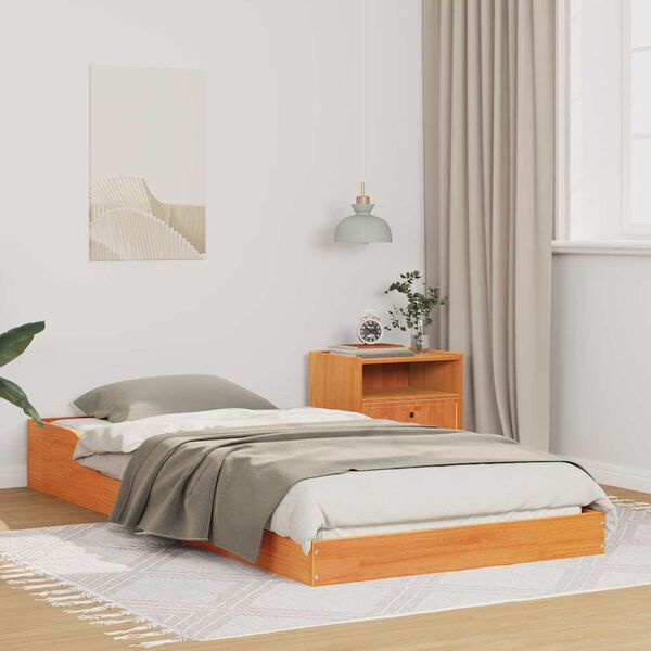 vidaXL Bettrahmen Wachsbraun 90 x 220 cm Massives Kiefernholz