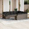 vidaXL 11-tlg. Garten-Sofagarnitur mit Kissen Grau Poly Rattan