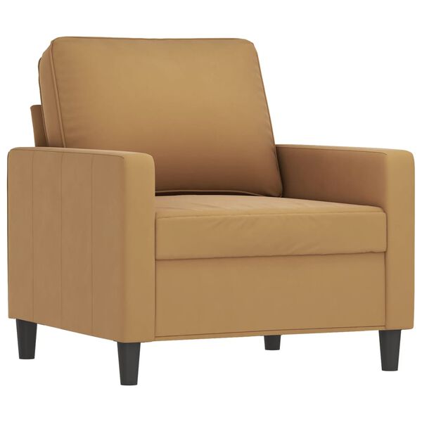 vidaXL 3-tlg. Sofagarnitur mit Kissen Braun Samt