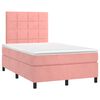 vidaXL Boxspringbett mit Matratze & LED Rosa 120x200 cm Samt