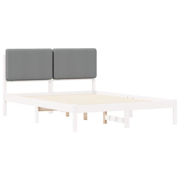 vidaXL Bettgestell mit gepolstertem Kopfteil Hellgrau 160 x 200 cm
