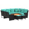 vidaXL M&ouml;belsets 8 stk. Schwarz und T&uuml;rkis PE-Rattan