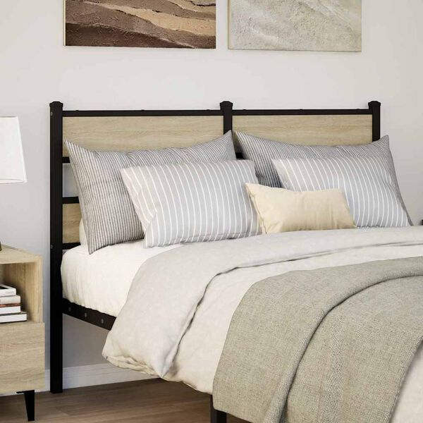 vidaXL Ersatz-Kopfteil Sonoma-Eiche 120 cm Eisen und Holzwerkstoff