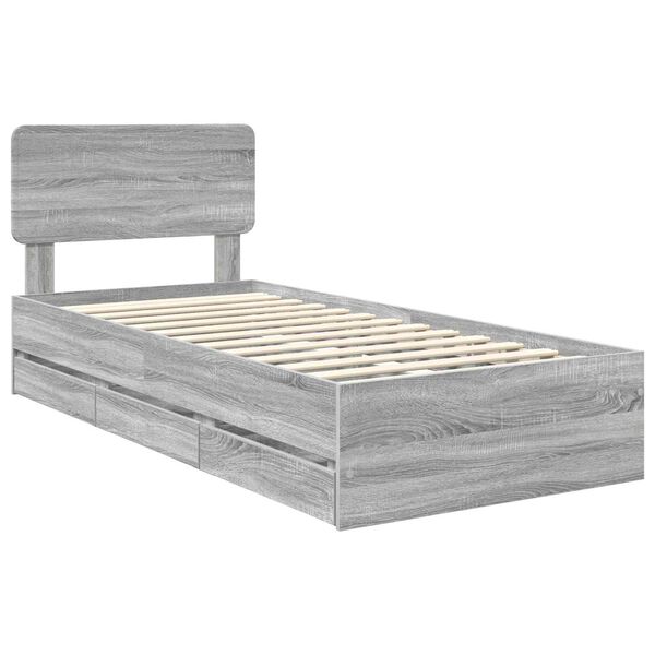 vidaXL Bettrahmen Graues Sonoma 100 x 200 cm Holzwerkstoff