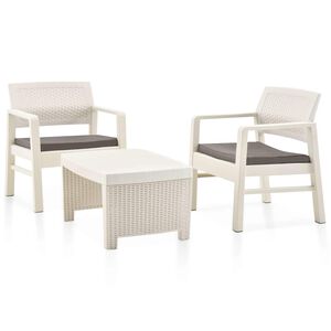 vidaXL 3-tlg. Garten-Lounge-Set Kunststoff Wei&szlig;