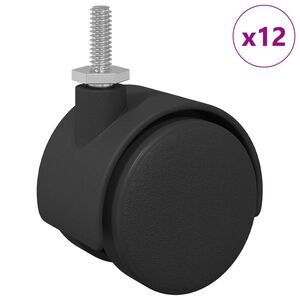 vidaXL Bockrolle 12 pcs Schwarz und Silber 37,8 x 40 mm Eisen und PP