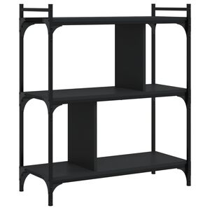 vidaXL B&uuml;cherregal 3 B&ouml;den Schwarz 76x32x88 cm Holzwerkstoff