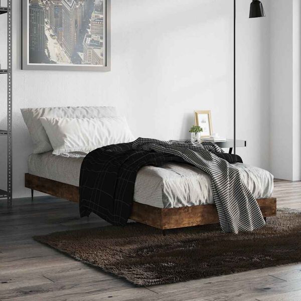 vidaXL Bettgestell ohne Matratze R&auml;uchereiche 75x190 cm Holzwerkstoff