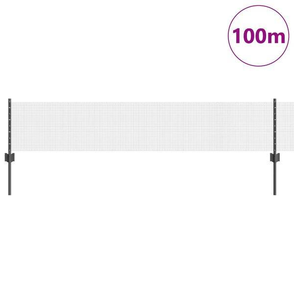vidaXL Zaun mit Pfosten Grau 0,4 x 100 m Stahl und PVC