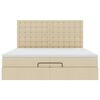 vidaXL Ottoman-Bett mit Matratzen & LEDs Creme 200x200 cm Stoff