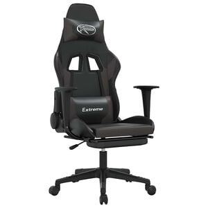 vidaXL Gaming-Stuhl mit Massage & Fu&szlig;st&uuml;tze Schwarz & Grau Kunstleder