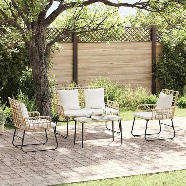 vidaXL Gartenm&ouml;bel Set 4 pcs Schwarz und Anthrazit Poly-Rattan