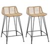 vidaXL Barhocker 2 pcs Natur 44 x 45 x 76 cm Rattan und Stahl