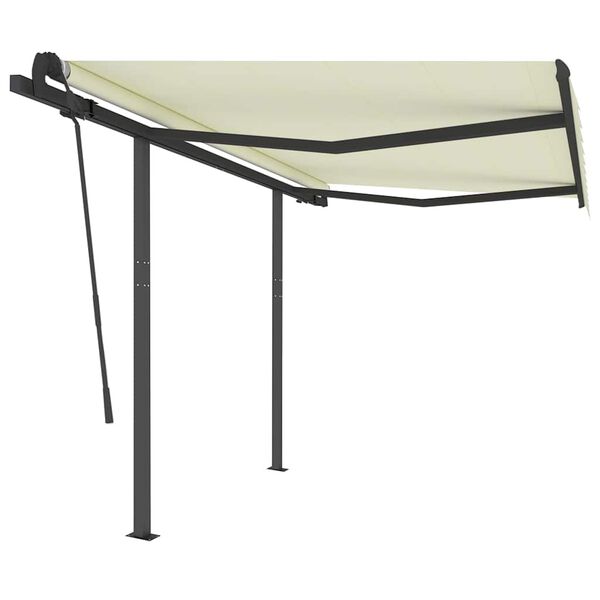 vidaXL Markise Manuell Einziehbar mit Pfosten 3,5x2,5 m Creme