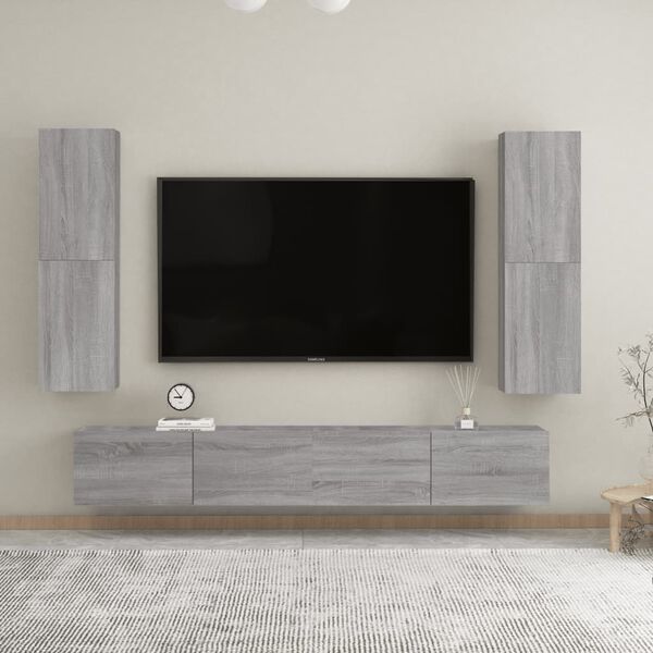 vidaXL TV-Wandschr&auml;nke 2 Stk. Grau Sonoma 30,5x30x110 cm