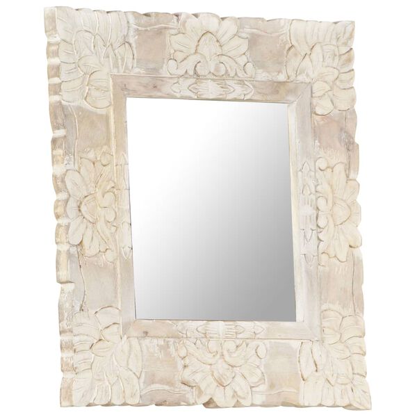 vidaXL Spiegel Wei&szlig; 50x50 cm Mango Massivholz