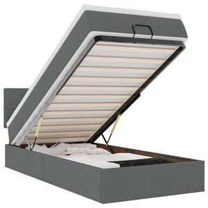 vidaXL Ottomane Bett mit Matratze & LEDs Hellgrau 80x200 cm Stoff