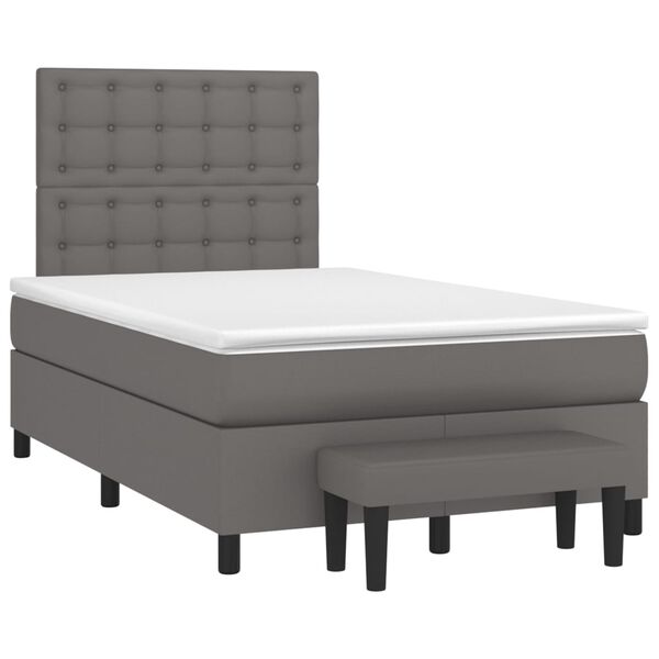 vidaXL Boxspringbett mit Matratze Grau 120x200 cm Kunstleder