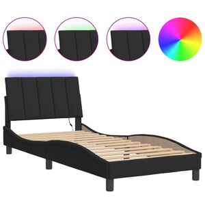 vidaXL Bettgestell mit LED ohne Matratze "Hanko" Schwarz 80x200 cm Samt