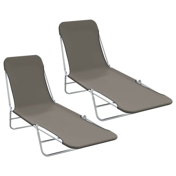 vidaXL Klappliegen 2 Stk. Stahl und Stoff Grau