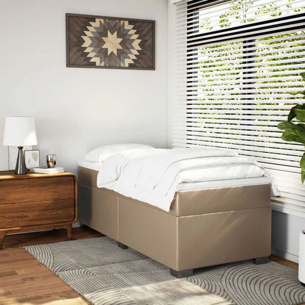 vidaXL Boxspringbett mit Matratze Cappuccino-Braun 90x200cm Kunstleder