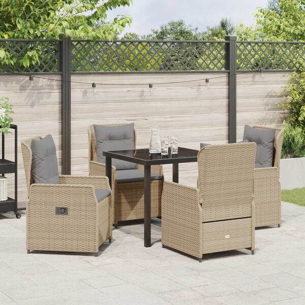 vidaXL Garten Essgruppe 5 pcs Beige und Hellgrau Poly-Rattan