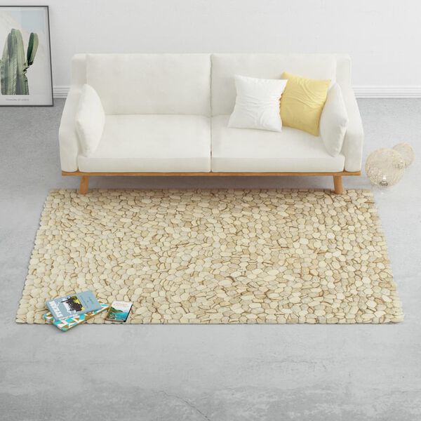 vidaXL Teppich Wollfilz Kiesel 80&times;150cm Beige/Grau/Braun/Schokolade