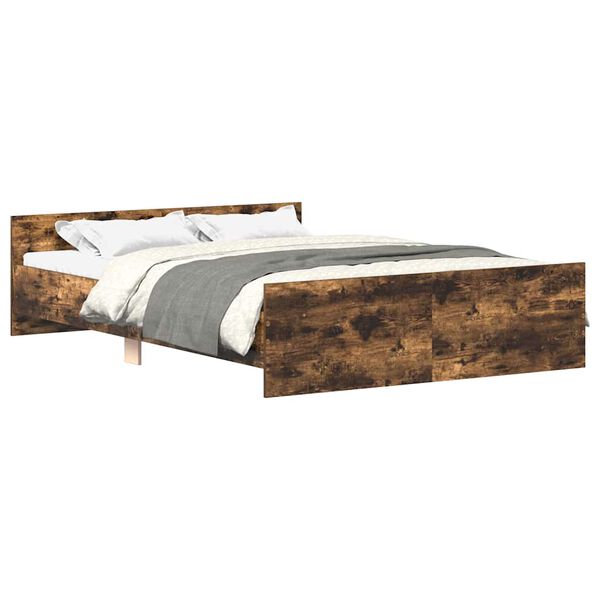 vidaXL Bettgestell mit Kopf- und Fu&szlig;teil R&auml;uchereiche 135x190 cm