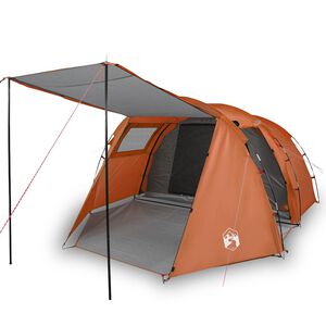 vidaXL Tunnelzelt 4 Personen Grau und Orange Wasserdicht