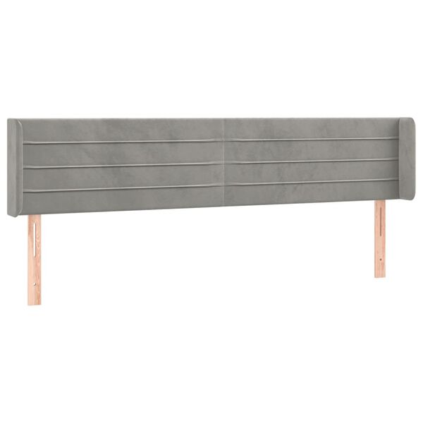 vidaXL Kopfteil mit Ohren Hellgrau 203x16x78/88 cm Samt