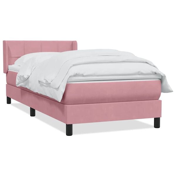 vidaXL Boxspringbett mit Matratze Rosa 90x210 cm Samt