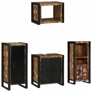 vidaXL Badezimmerm&ouml;bel-Set 4 stk. Mehrfarbig und Schwarz