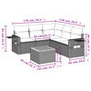 vidaXL 6-tlg. Garten-Sofagarnitur mit Kissen Grau Poly Rattan