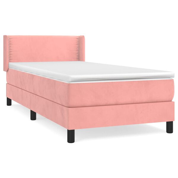 vidaXL Boxspringbett mit Matratze Rosa 90x190 cm Samt