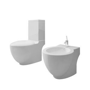 vidaXL Toiletten & Bidet Set Wei&szlig; Keramik