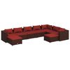 vidaXL 9-tlg. Garten-Lounge-Set mit Kissen Poly Rattan Braun