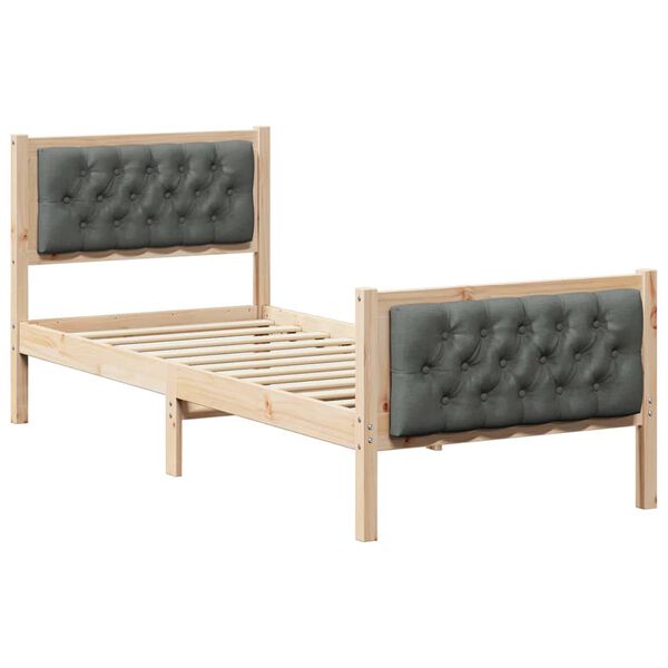 vidaXL Bettrahmen Dunkelgrau 75 x 190 cm Massives Kiefernholz