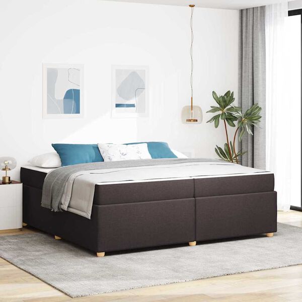 vidaXL Bettrahmen mit Matratze Dunkelbraun 200 x 200 cm Stoff