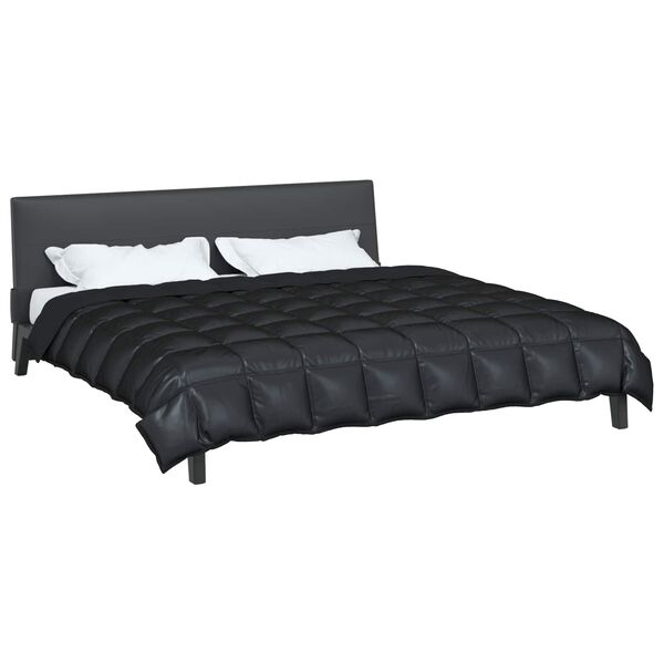 vidaXL Winterbettdecke Schwarz 200 x 220 cm Satin und Mikrofaser