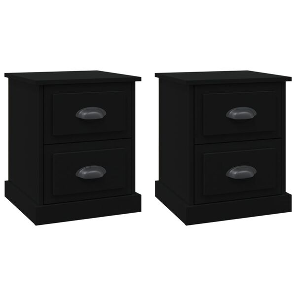 vidaXL Nachttische 2 Stk. Schwarz 39x39x47,5 cm Holzwerkstoff