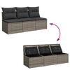 vidaXL Gartensofa mit Kissen 3-Sitzer Grau Poly Rattan