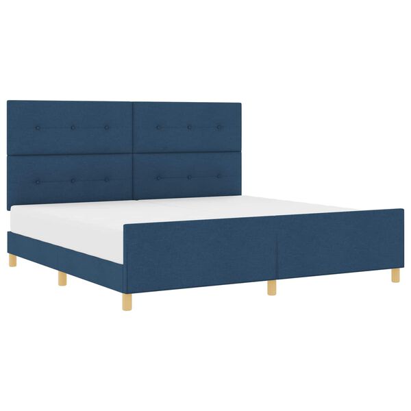vidaXL Bettgestell mit Kopfteil Blau 200 x 200 cm Stoff
