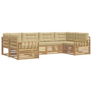 vidaXL Outdoor-Sofagarnitur 6 stk. Wei&szlig; und Beige Massivholz Akazie